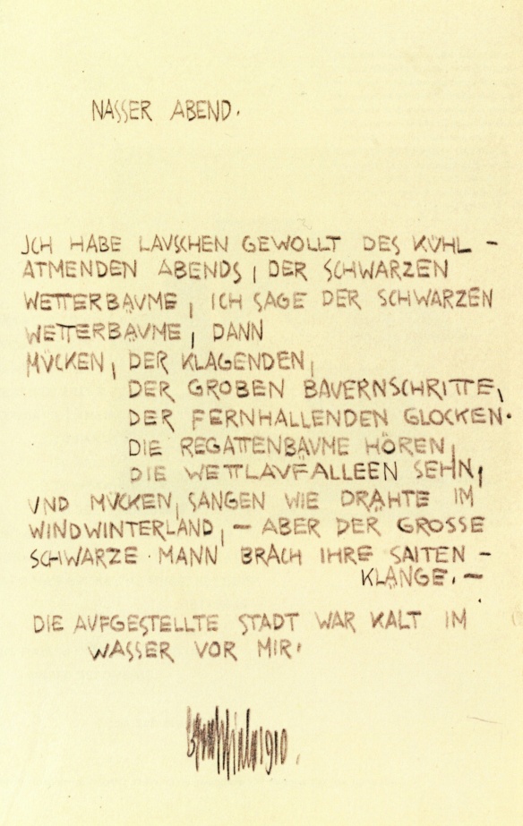 Egon Schiele, Wet Evening, poem