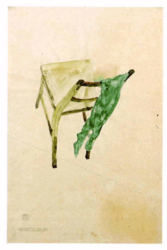 Egon Schiele, Recollection of the Green Stockings, drawing and watercolor 