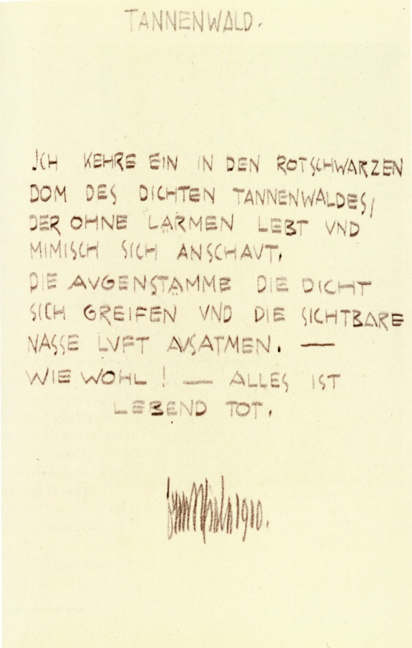 Egon Schiele, Fir Forest, poem